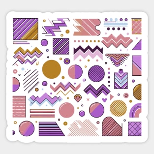 Pink Brown Purple 80s Retro Geometric Pattern Sticker